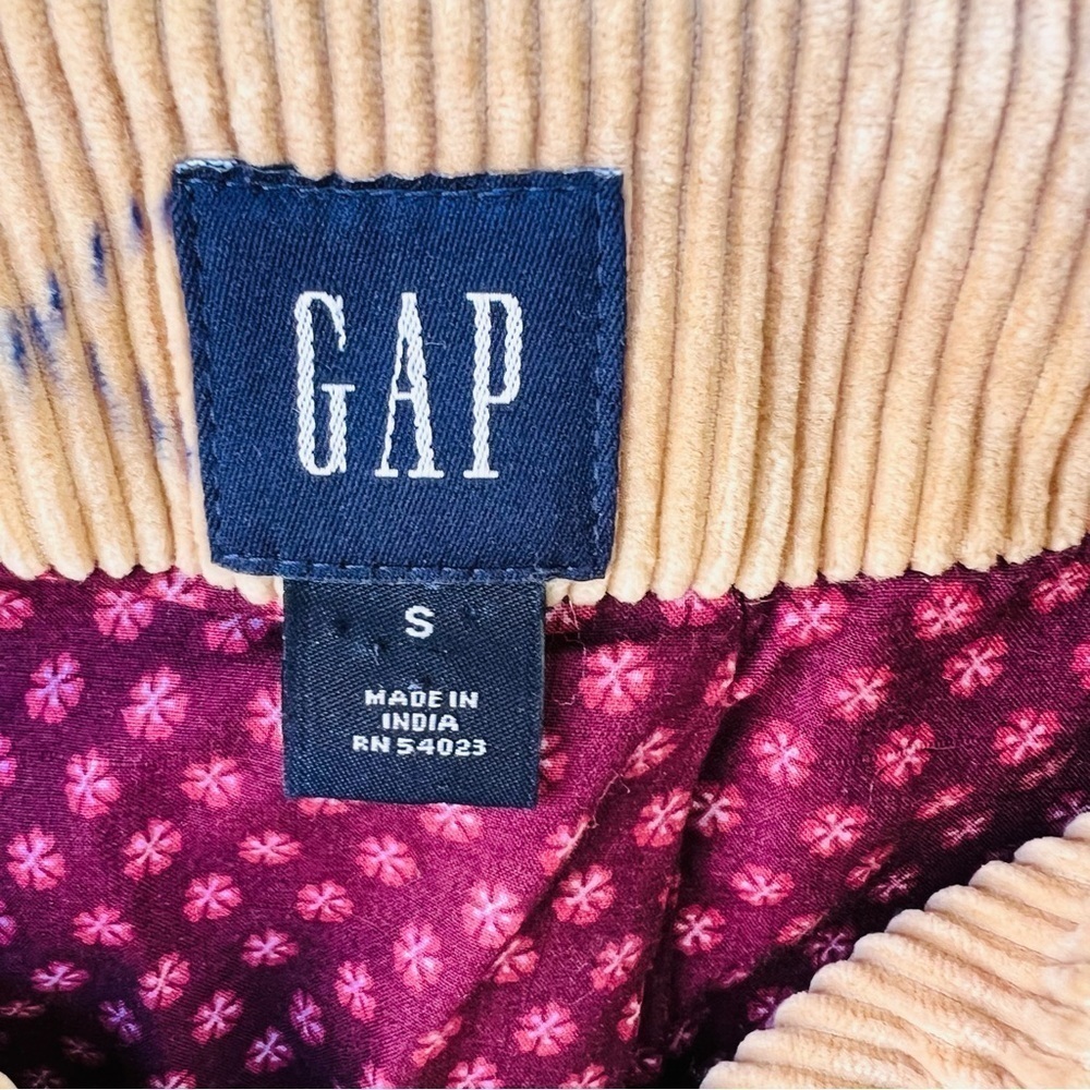 GAP CORDUROY TAN DOUBLE BREASTED COTTON PEACOAT JACKET WITH POCKETS SIZE SMALL - Picture 7 of 13